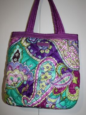 Vera Bradley Teal and Purple Paisley Quilted Tote